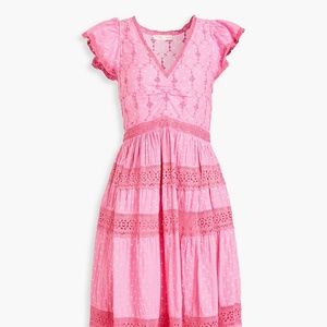 LoveShackFancy Abena crocheted lace-trimmed polka-dot cotton midi dress